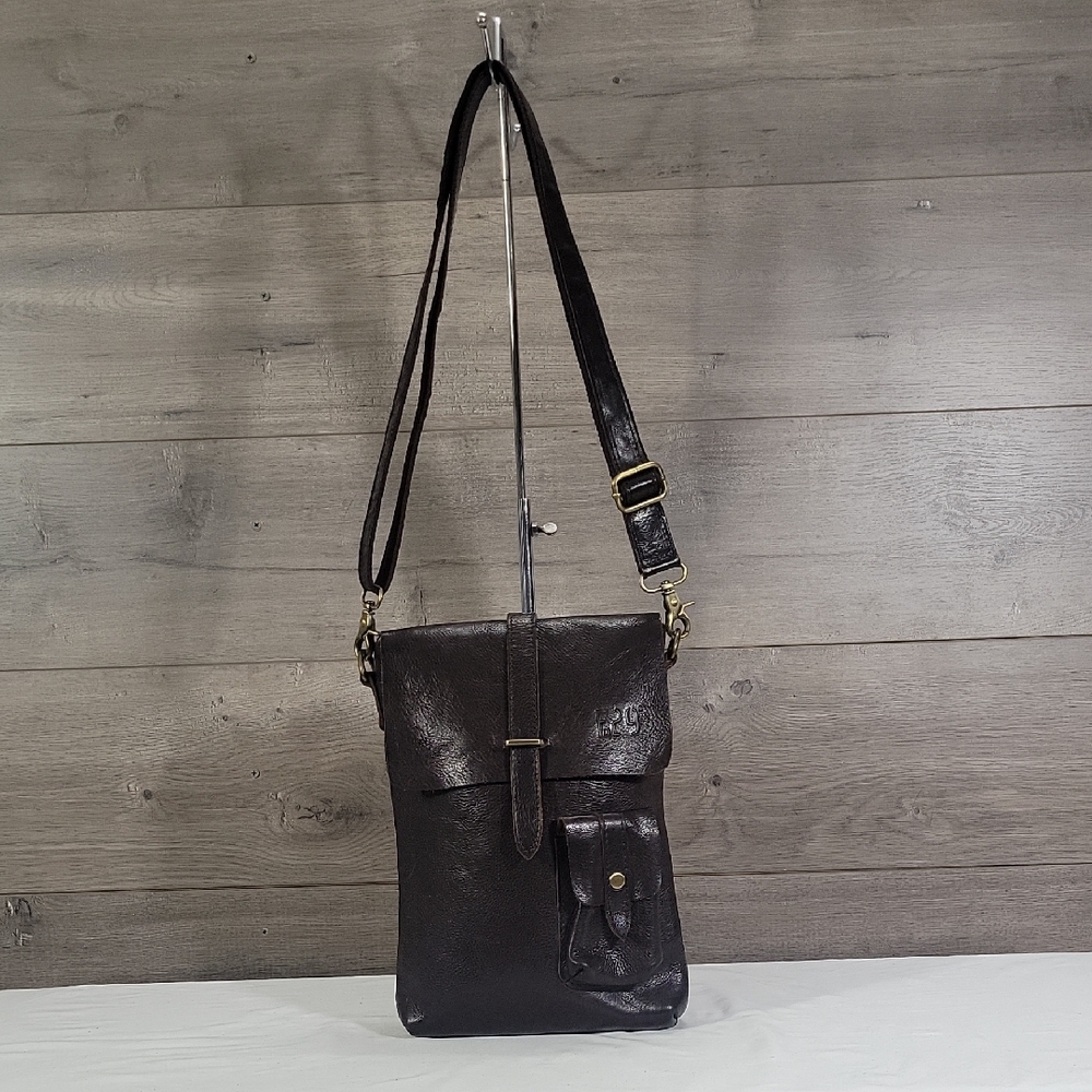 Mens F 29 Brown Durable Leather Crossbody Messenger Bag